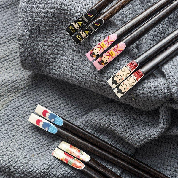 Japanese Wooden Cartoon Themed Chopsticks