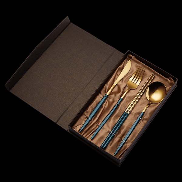 Stainless Steel Pointed Handle Utensil Gift Sets (Chopsticks Edition)