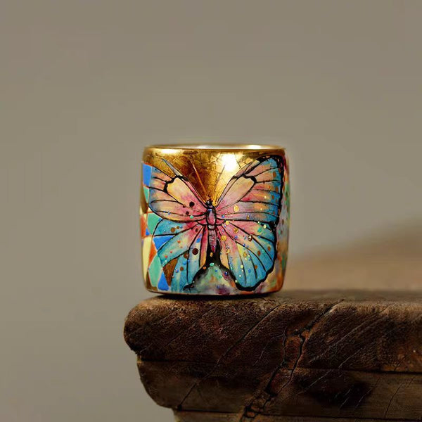 Shino Ware Hand-Painted Butterfly Dream Handcrafted Collection