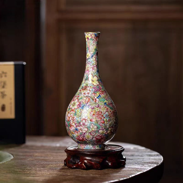 Famille Rose 'Ten-Thousand Flowers' Handcrafted Ceramic Vase