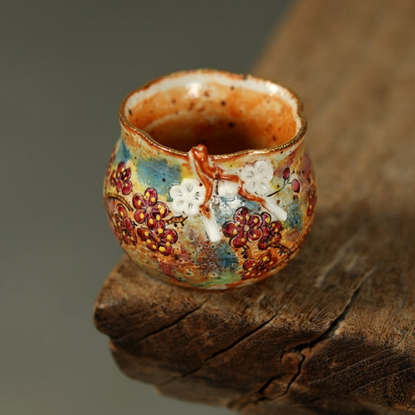 Shino Ware Flame-Sky Plum Blossoms Handcrafted Collection