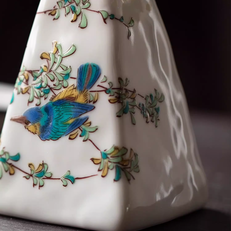 Kutaniyaki Sparrow Floral Vase - Thumbnail 4