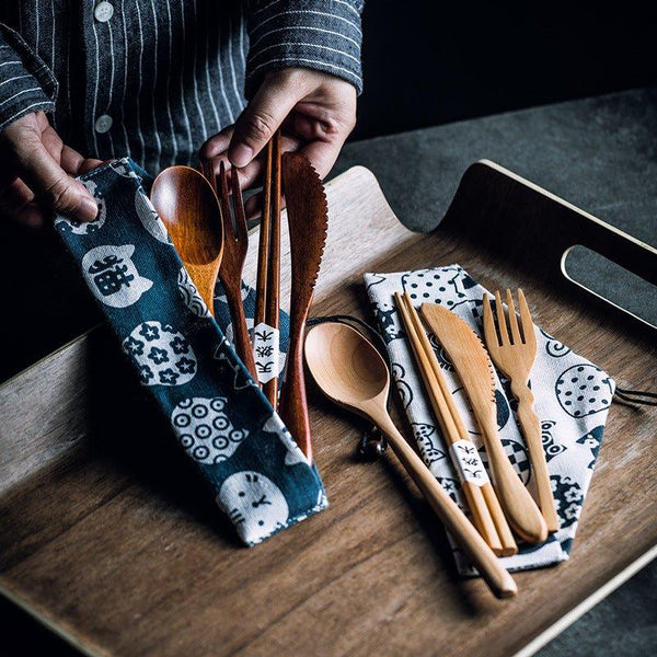 Japanese Plain Style Wooden Utensil Sets