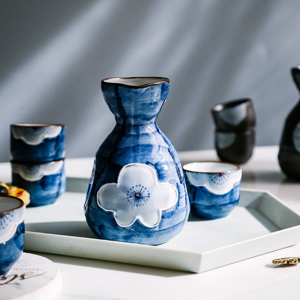 Japanese Sakura Handcrafted Ceramic Sake Sets